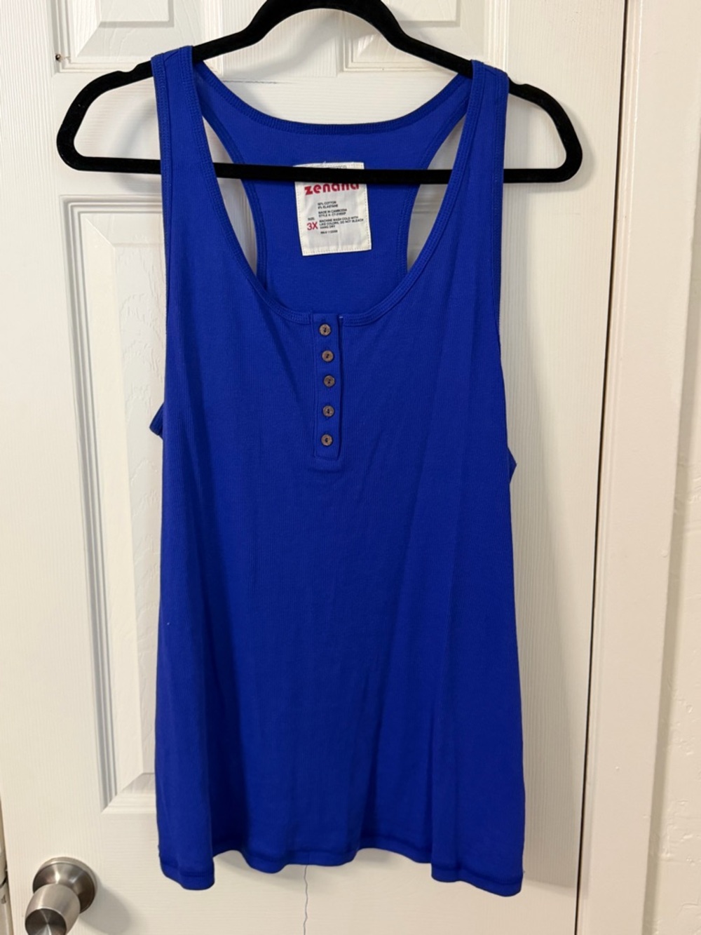 Zenana Outfitters Royal Blue Button-Henley Racerback Tank